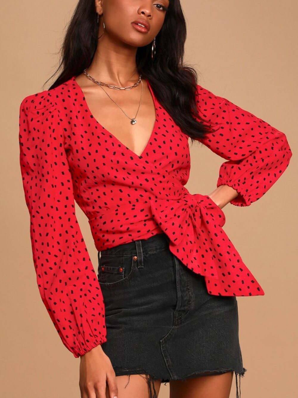 Billabong Sincerely Jules Wrapped in Love Red Print Crop Top NWT M